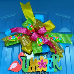 Flamingo &quot;Summer&quot; Letters Door Hanger, Summer Door Hanger, Flamingo Door Hanger, Front Door Wreath, Front Door Hanger, Bright Colored Hanger