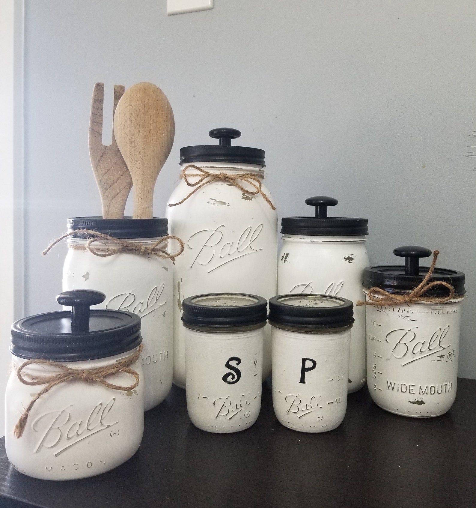 7pc Mason Jar Kitchen Set Etsy