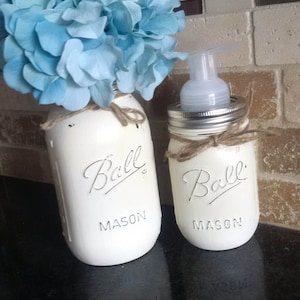 2pc Mason Jar Set - Foam Soap Dispenser and Vase