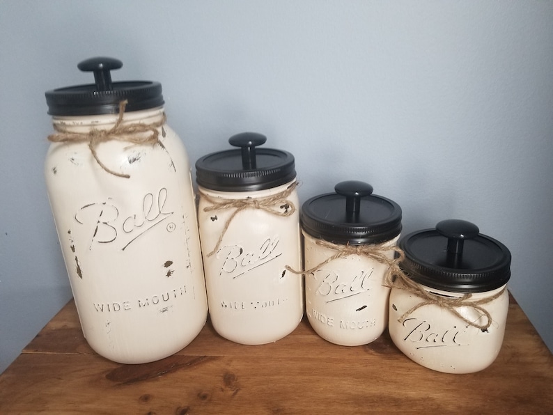 4pc Mason Jar Canister Set Etsy
