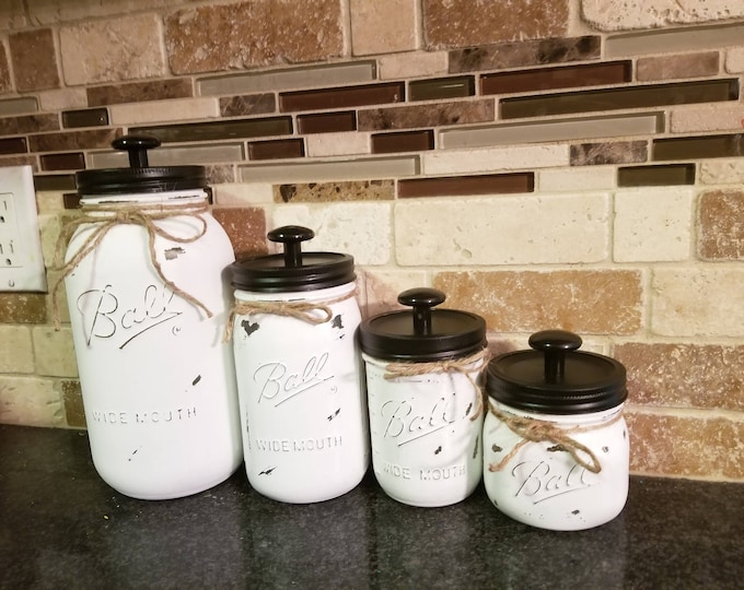 4pc Mason Jar Canister Set Etsy