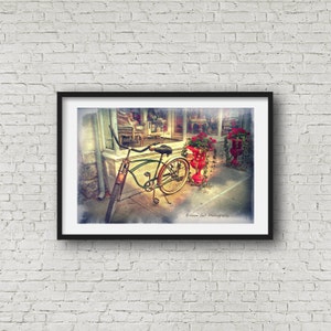 Schwinn Bike print,vintage art,old bicycle art,red decor, Town and country, Street Photography, Hudson New york, Wall Art, Wall Decor image 2