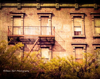 NYC photography,Building, apartment, Brownstone, window Photography,Urban Landscape, Fire escape, Wall Art, Wall Decor,