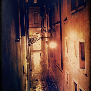 Phototography de Venise, Italie, Venise, B & W, rustique, en Italie, Canal, architecture, Romance, l’Europe, scène de nuit, mur d’Art, décoration murale