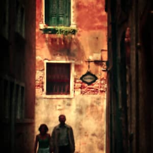 Venice Photography,Rustic Wall Art,Italy Photography,Romantic Couple,Romance Love Wall art,Wall Decor,Coral Decor,Orange,Green window art