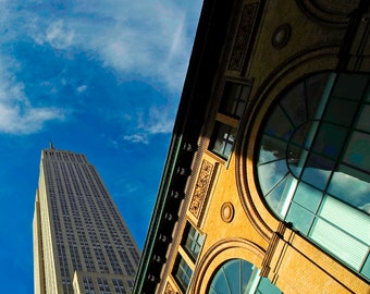 Empire State building Photography ,Architectural Design, NYC photo,Urban Photography,Modern Art Blue photo, wall decor, Wall Art, Skyscraper