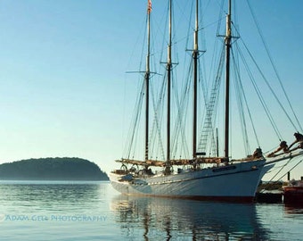 Seascape Photography, Sailboat Photo Art, Blue Decor, Beach Art, Bar Harbor Maine Photo, Sailboat Theme,Ocean Harbor, Ocean Landscape, Blue