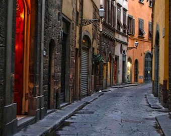 Florence, ,Tuscany, Italy Photography, cobblestone street, Rustic, medieval ,Wall Decor, wall Art, Europe