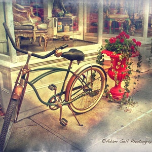 Schwinn Bike print,vintage art,old bicycle art,red decor, Town and country, Street Photography, Hudson New york, Wall Art, Wall Decor image 1