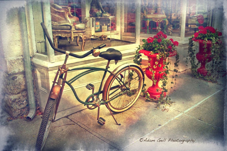 Schwinn Bike print,vintage art,old bicycle art,red decor, Town and country, Street Photography, Hudson New york, Wall Art, Wall Decor image 1