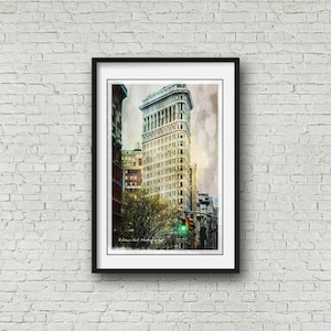 Flatiron building, NYC, paesaggio urbano, Manhattan, Flatiron district, fotografia, muro arte architettura, decorazione della parete