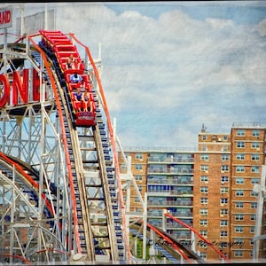 Cyclone, astroland, amusement park, Brooklyn New york, coney Island,summer, Urban landscape, roller-coaster,Wall Decor, wall Art