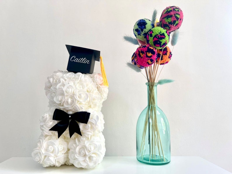 Personalised Graduation Rose Bear, Flower Bear, Graduation Gifts, Personalised Graduation Gifts image 2