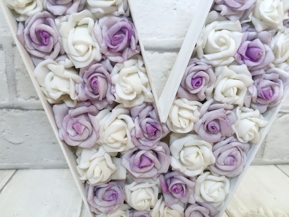 Lavender And White Decor Floral Wedding Letter Initial For Centrepiece Lilac Event Decor
