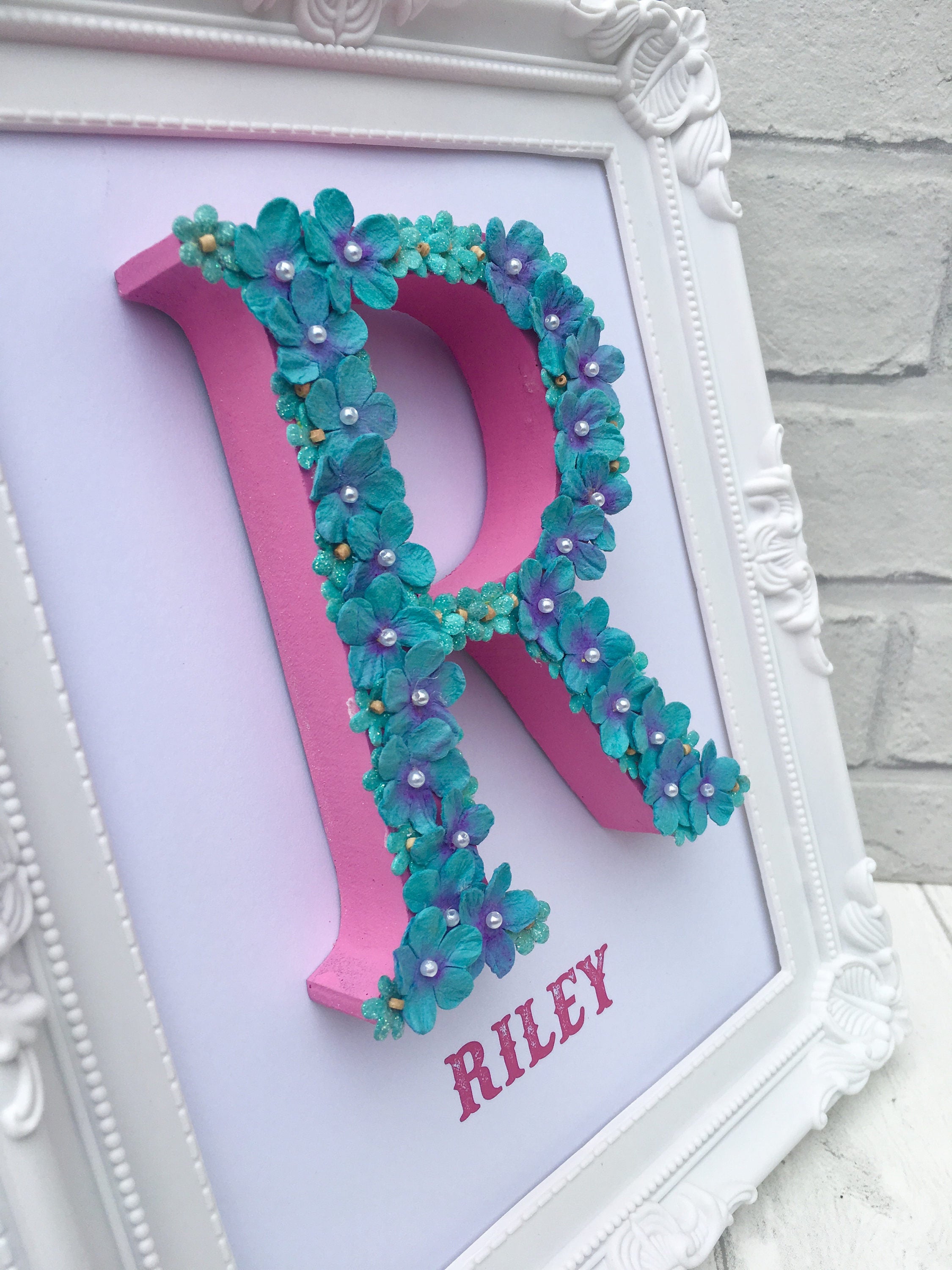 Turquoise Floral Letter Gift for nursery teacher Under the Etsy