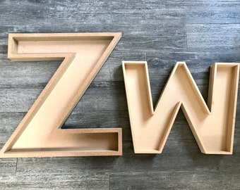 Hollow Wooden Fillable Letter: Freestanding Painted Decor