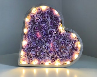 Floral Wooden Heart with LED Lights: Mother&#39;s Day Decor
