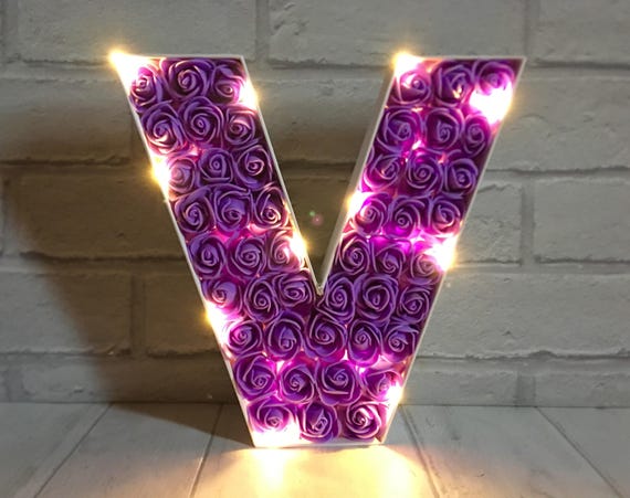 Purple Bedroom Decor Bridal Shower Decorations Light Up Large Letter Night Light Letter V Christmas Gift For Granddaughter