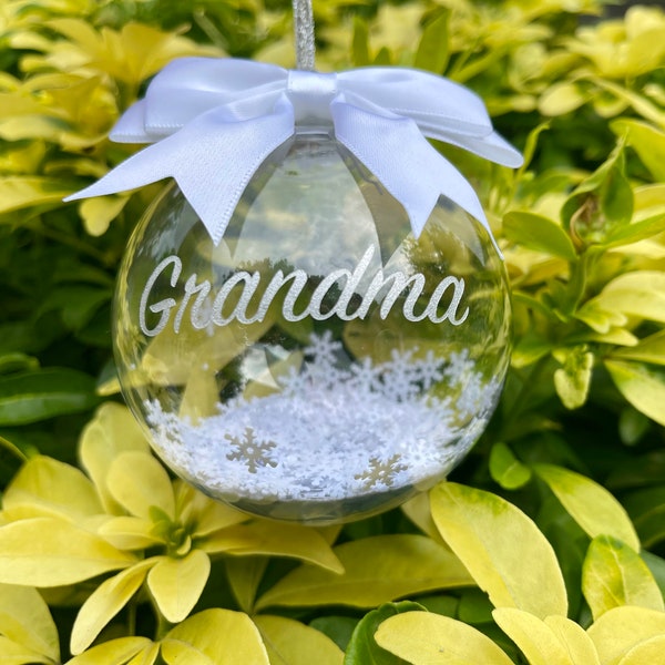Grandma Christmas Bauble, Personalised Baubles, Name Christmas Decorations, Fillable Baubles