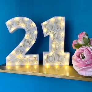 21st Birthday Number, Floral Light up numbers, Mosaic Flower numbers, 21st Birthday decorations, Twenty one centrepiece