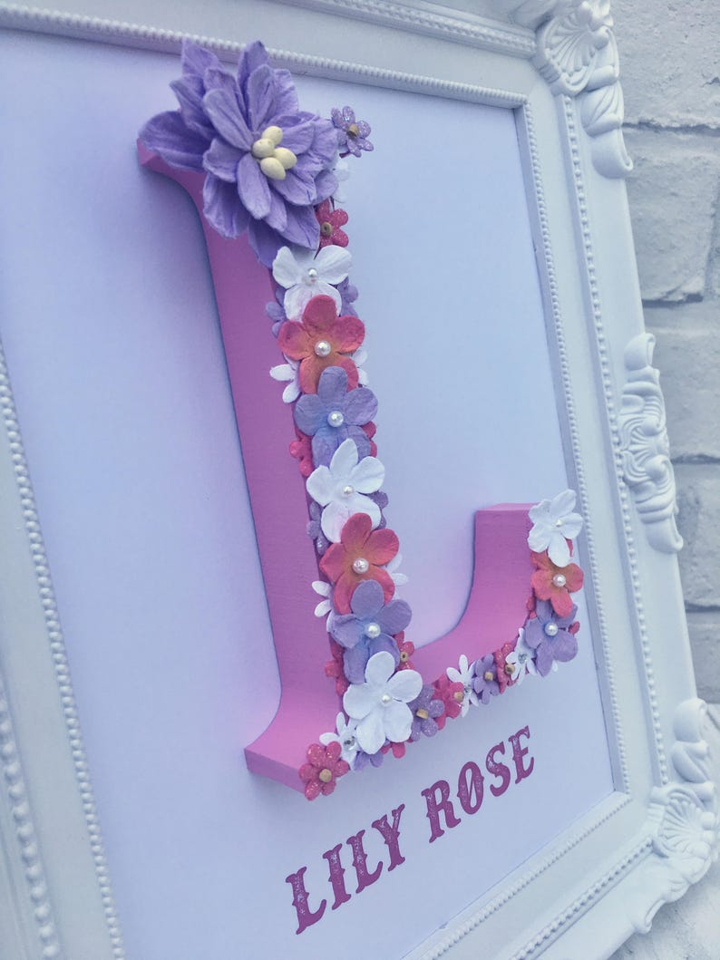 Hand Decorated Letter Floral Letter Art Framed Letter Art Etsy