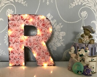 Fillable Letters, Pink Flower letter, Fillable floral initial, Rose Gold Home Decoration, Birthday gift for her