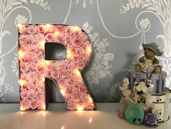 Fillable Letters, Pink Flower Letter, Fillable Floral Initial, Rose Gold  Home Decoration, Birthday Gift for Her 