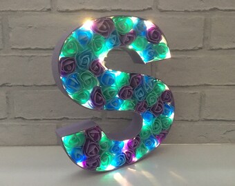 Mermaid Light Up Letter: Floral Initial, Under The Sea Decor