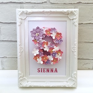 Custom floral letter, Vintage name frame, Nursery floral monogram