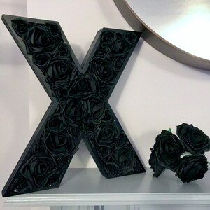 Black Rose Filled Letter, Gothic Wedding Decoration, Large Floral ...