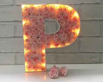 Light up wedding initials, Bride and groom light up letters, Wedding light decor, His and hers initials, LED lights, Marquee rose letters