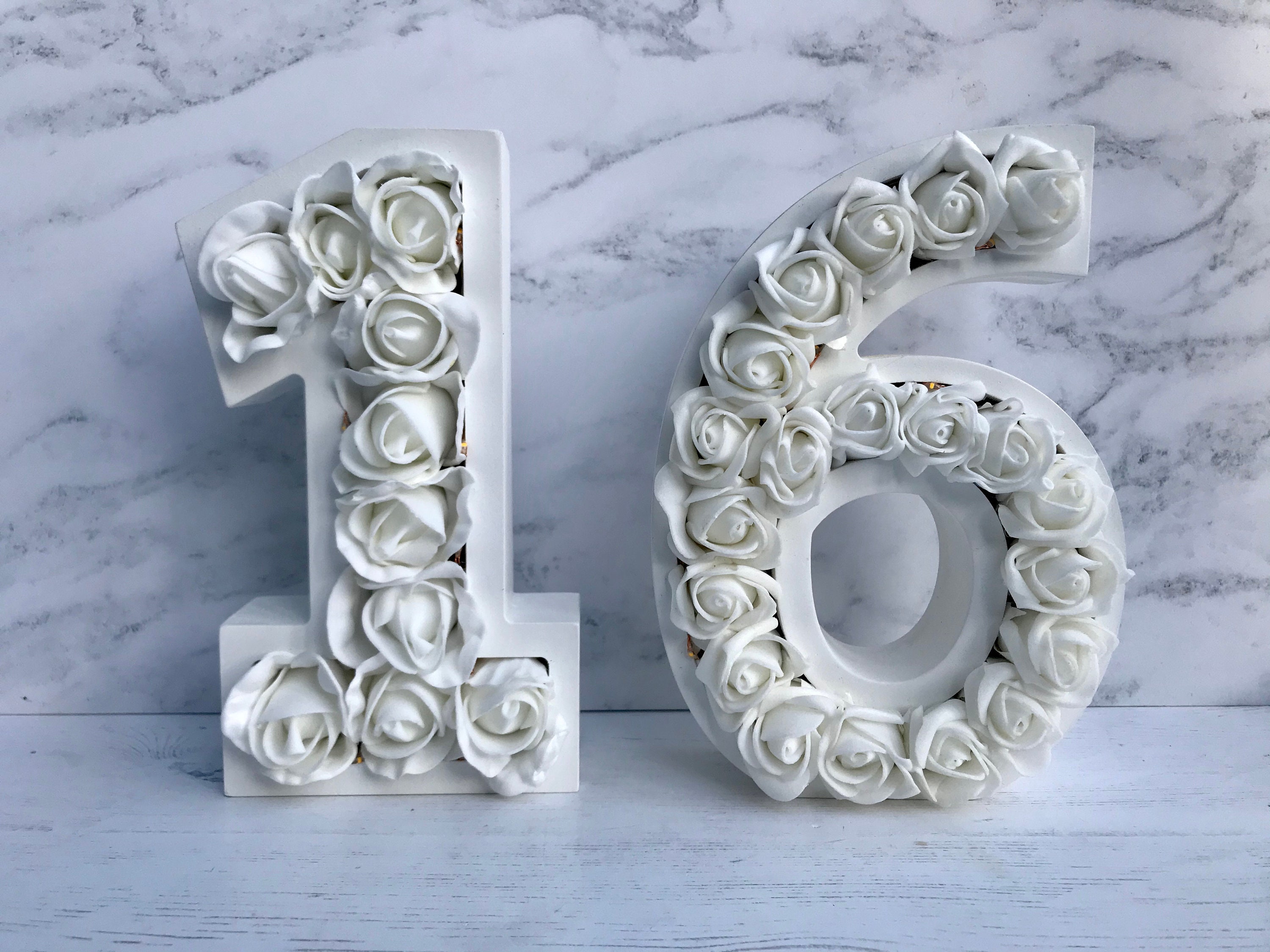 Floral Number 16 Light up Decor: Rose Mosaic Sweet Sixteen