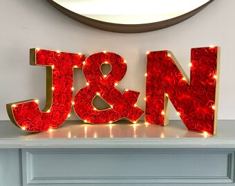 Red and Gold Floral Letters, Red and Gold Flower Initials