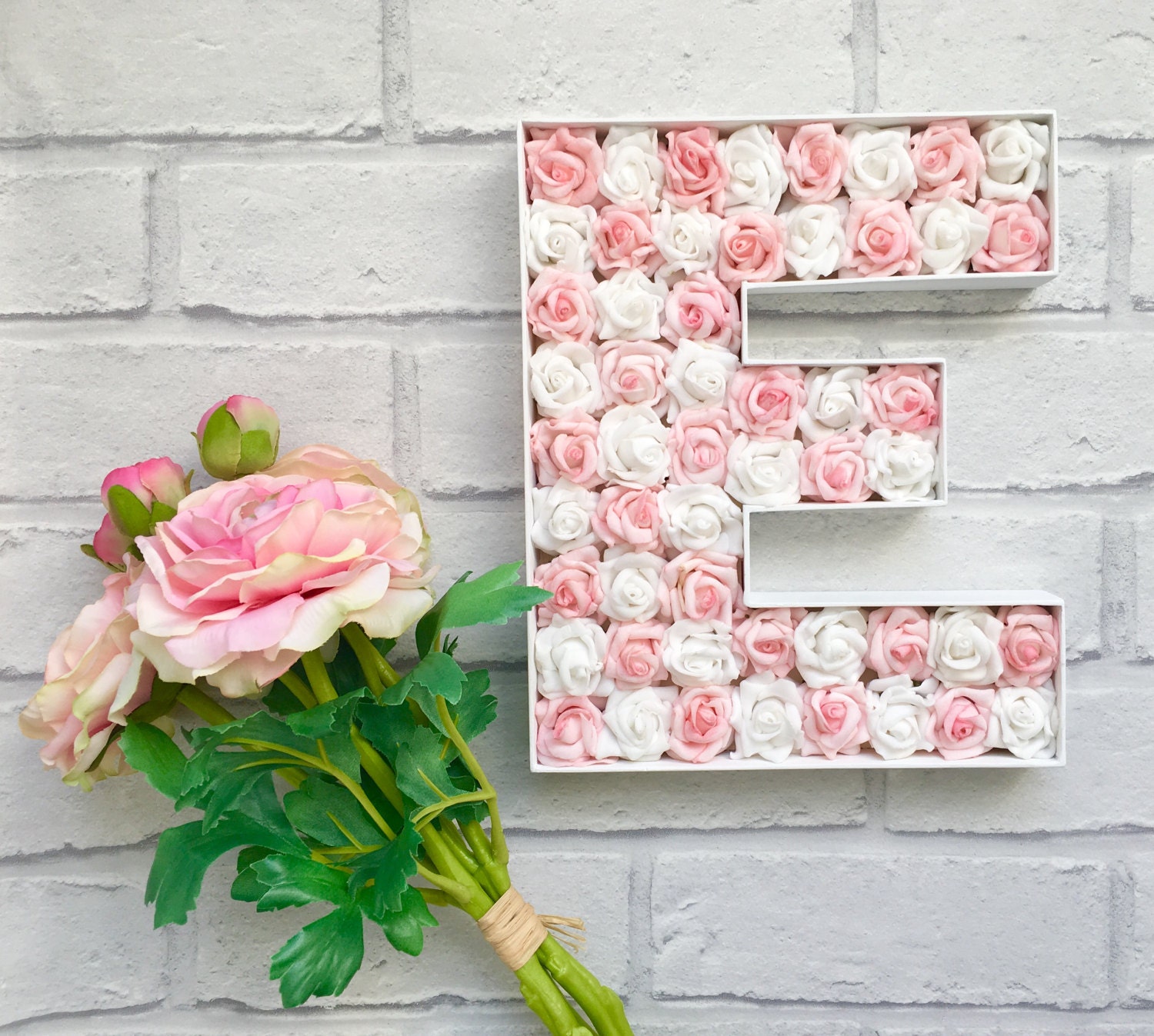 Letter Edge Roses Elegant Freestanding Floral Letter: Personalized Rose Initial for ...