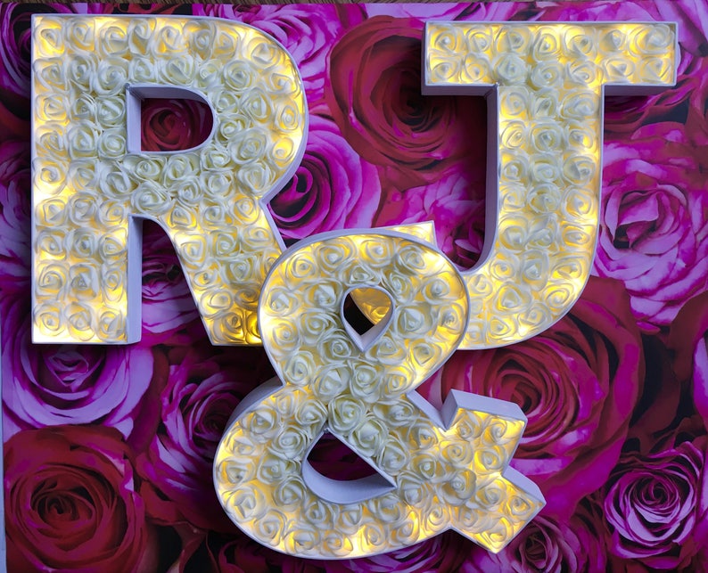 Light up Initial Floral Light up Letters LED Letters Light Etsy