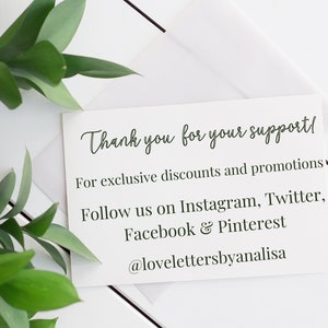 May include: White card with the text "Thank you for your support!"  For exclusive discounts and promotions, follow us on Instagram, Twitter, Facebook & Pinterest @lovelettersbyanalisa.