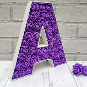 Purple rose bedroom decor, Purple home decor, Purple light up letter, Purple night light image 7