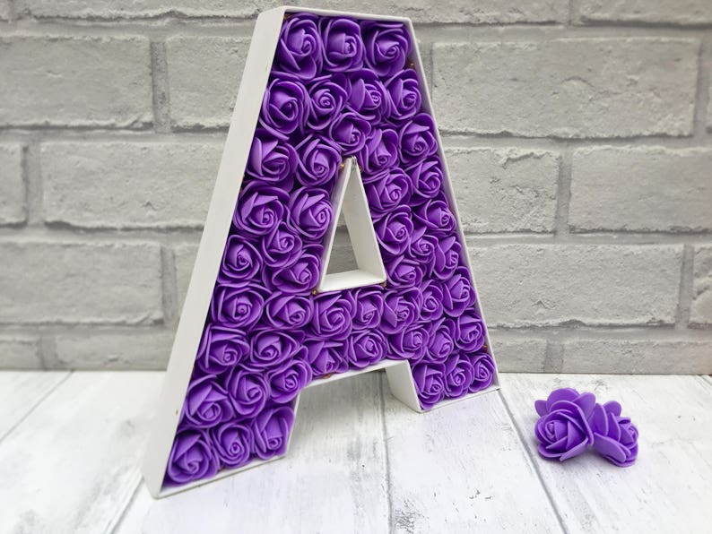 Purple rose bedroom decor, Purple home decor, Purple light up letter, Purple night light image 7