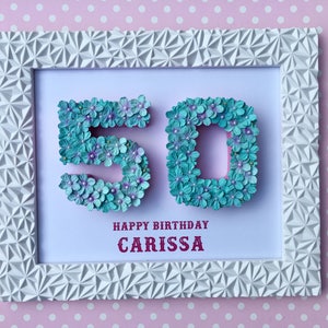50th birthday gift, Fiftieth birthday present, Decorated numbers image 6