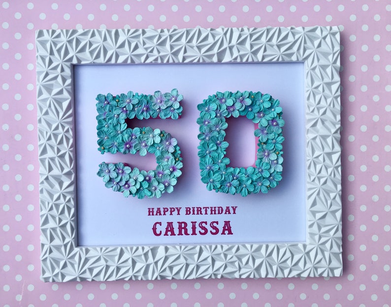 50th birthday gift, Fiftieth birthday present, Decorated numbers image 6