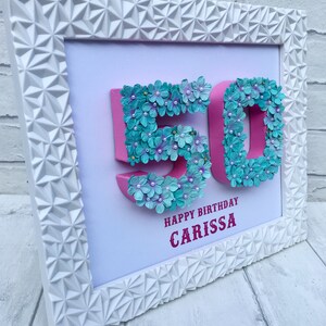 50th birthday gift, Fiftieth birthday present, Decorated numbers image 4