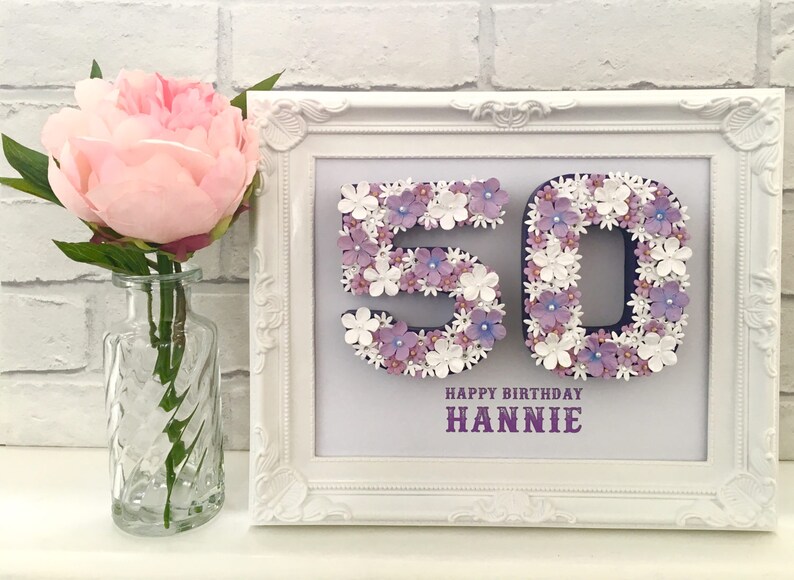 50th birthday gift, Fiftieth birthday present, Decorated numbers image 2