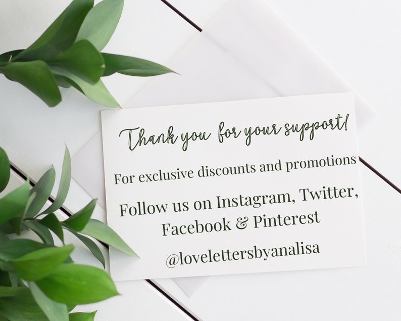 May include: White card with the text "Thank you for your support!"  For exclusive discounts and promotions, follow us on Instagram, Twitter, Facebook & Pinterest @lovelettersbyanalisa.