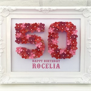 50th birthday gift, Fiftieth birthday present, Decorated numbers image 1