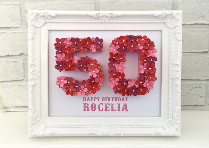 50th birthday gift, Fiftieth birthday present, Decorated numbers image 1