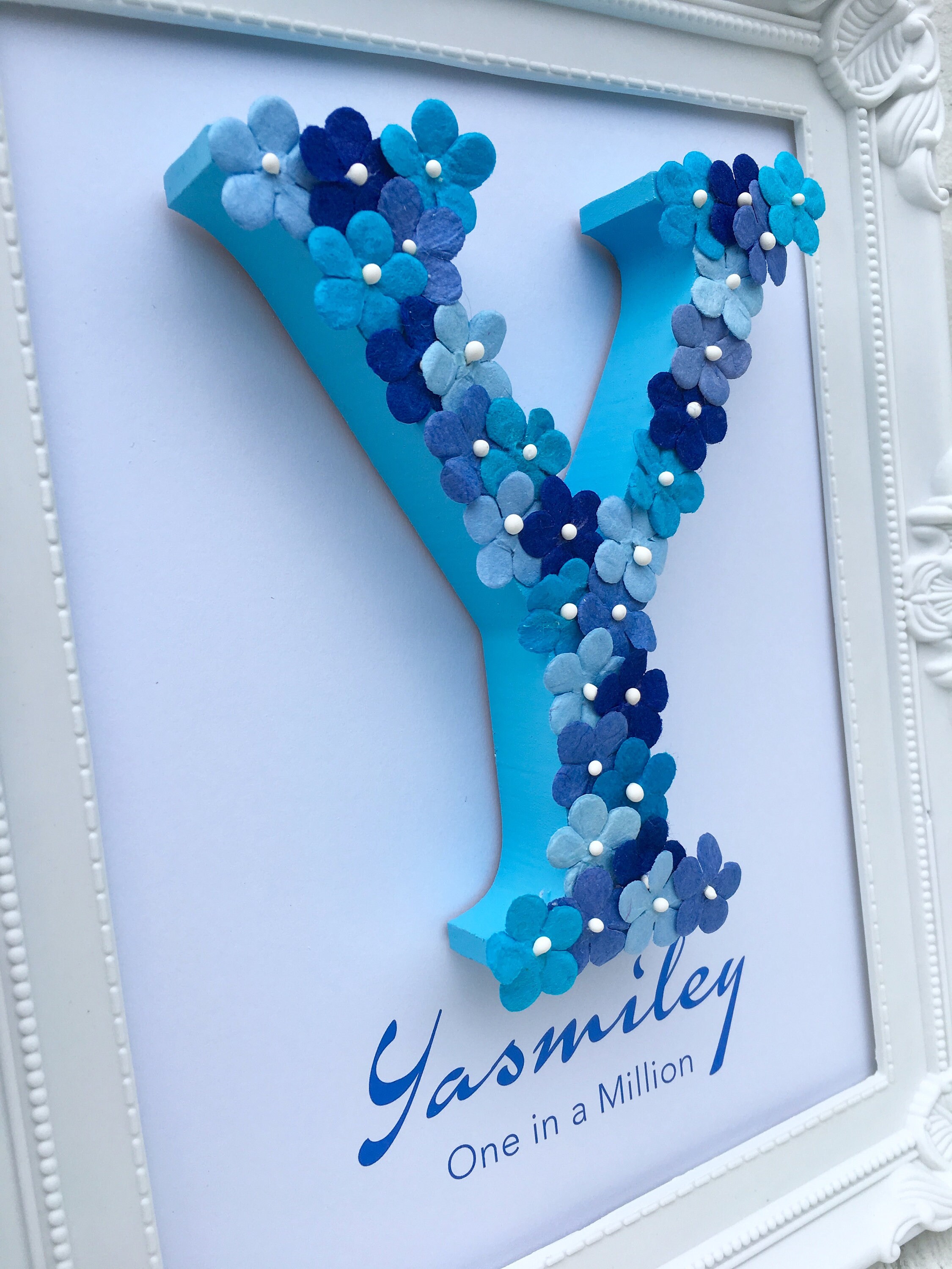 Letter Frame Colorful Blue Floral Letter Frame: Personalized Nursery Decor - Etsy