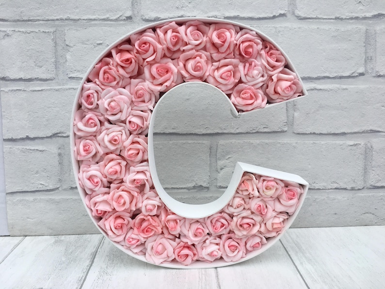 Light up gift for her, Light up marquee letter, Rose filled light up letter, Letter lights, Light up wedding decor, Marquee letter light image 2