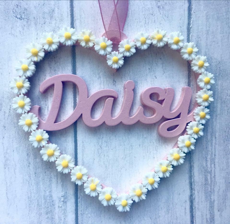 Daisy Decor, Daisy Name Heart, Millie Name Heart, Personalised