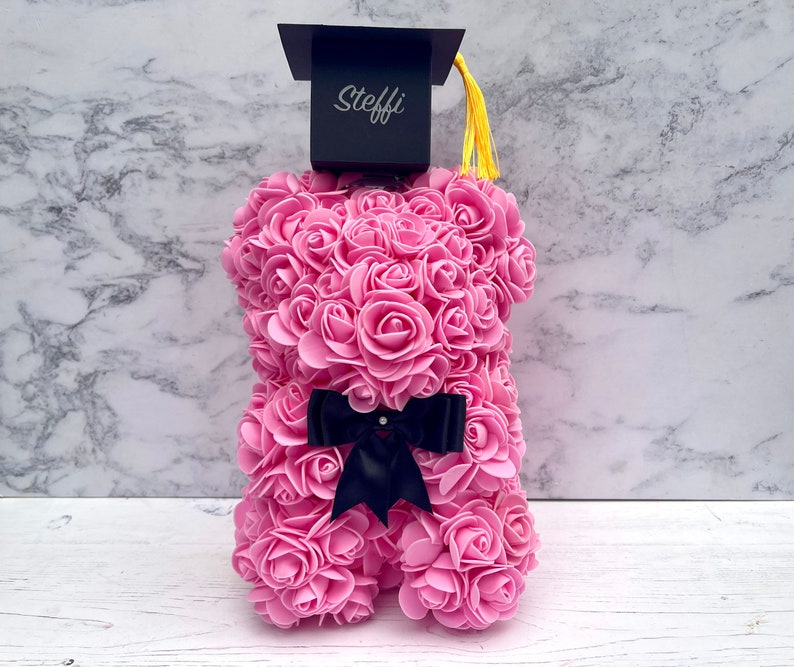 Personalised Graduation Rose Bear Flower Bear Graduation Etsy