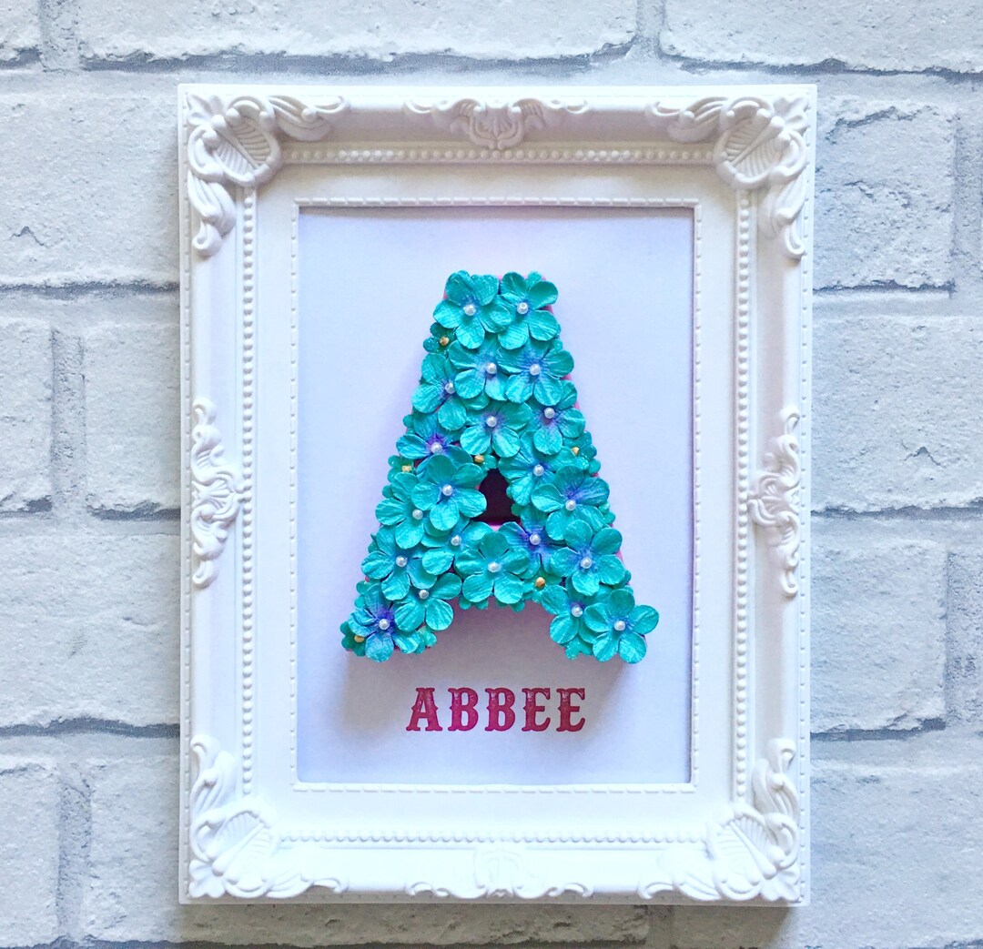 Letter Frame Colorful Turquoise Floral Letter Frame: Personalized Nursery Decor Gift - Etsy